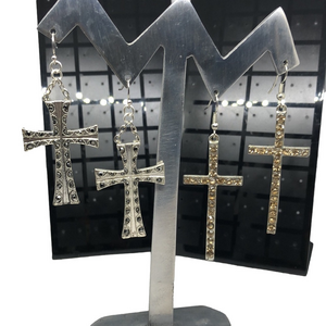 Bundle lot 2 trendy fashion cross earrings statement